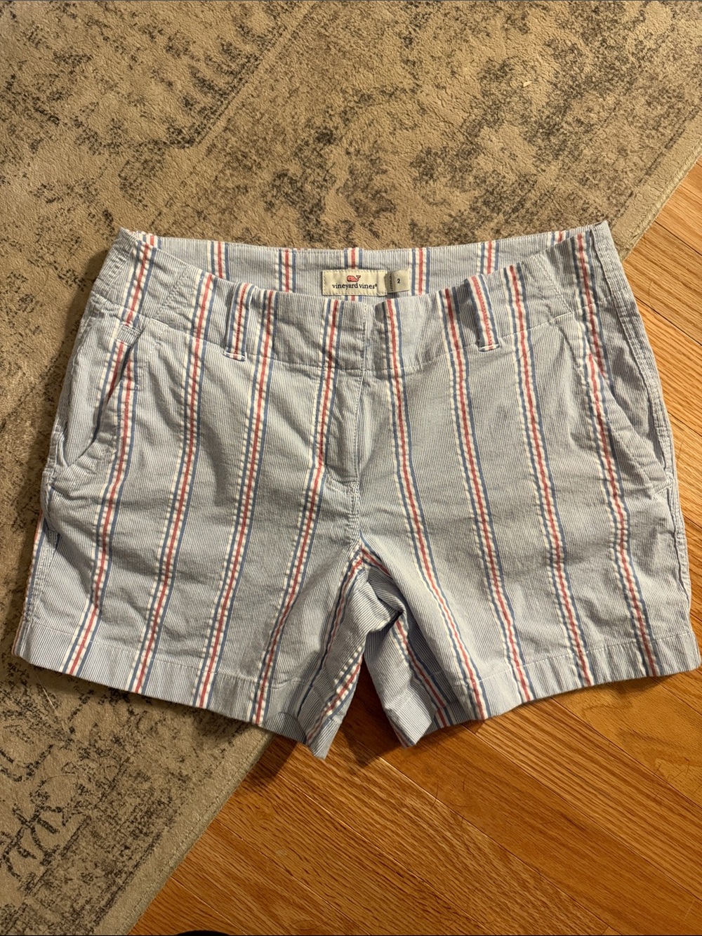 Vineyard Vines Blue Red White Striped Shorts Preppy Coastal Summer